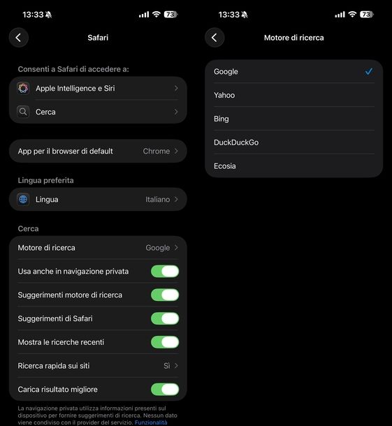 Impostare Google come motore di ricerca Safari iOS