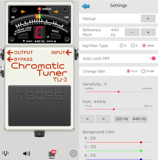 schermate app accordatore Boss
