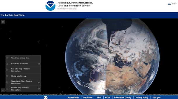 home page sito Earth in Real-Time