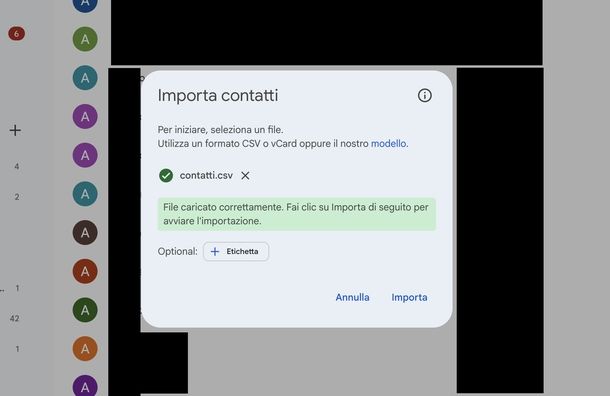 Importare contatti su Gmail