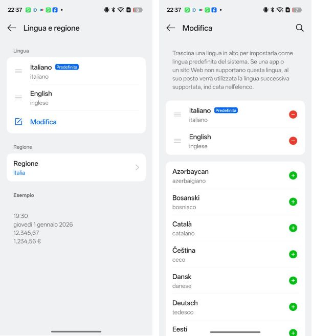 Come cambiare lingua telefono OPPO