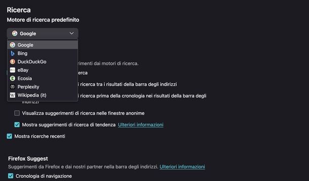 Impostare Google come motore di ricerca Firefox PC