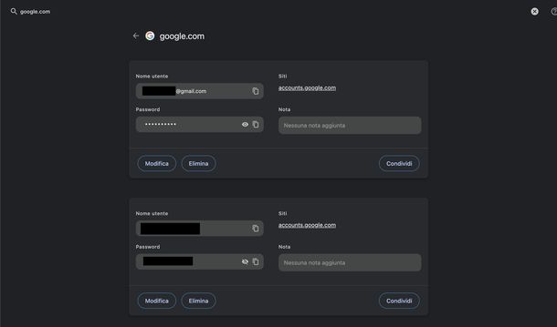 Vedere password Google Chrome Windows