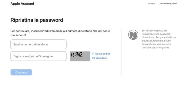 Recuperare password iCloud Web