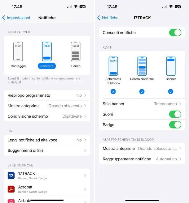 Disattivare le notifiche