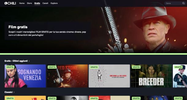 sezione film gratis sito CHILI
