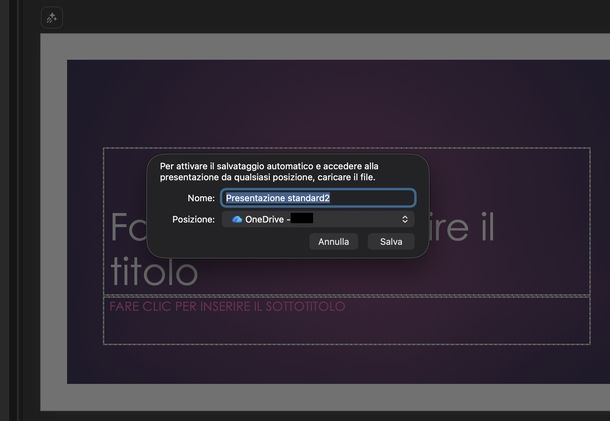 Salvare PowerPoint con Microsoft PowerPoint macOS