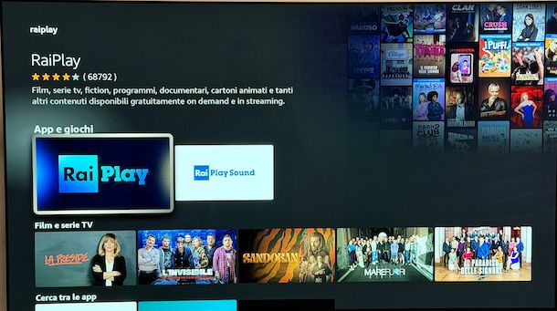 Scaricare app RaiPlay Amazon Fire TV Stick