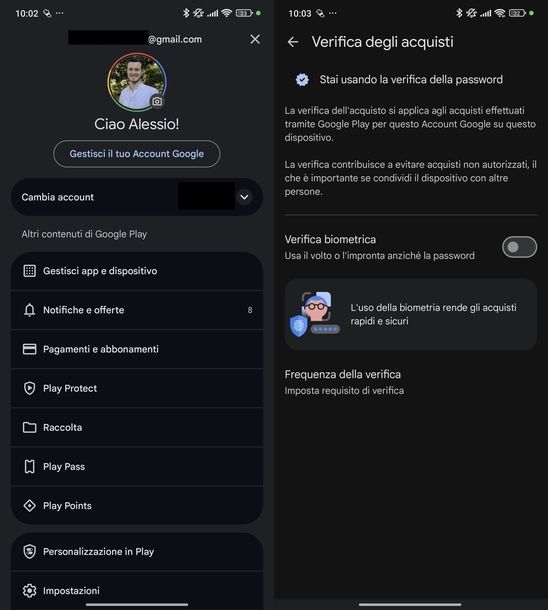 Vedere password Google Play Store