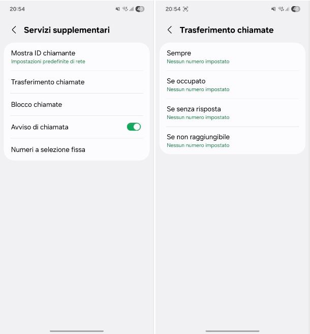 Trasferimento di chiamata Samsung