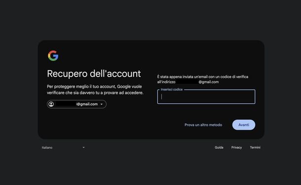 Recuperare password Gmail
