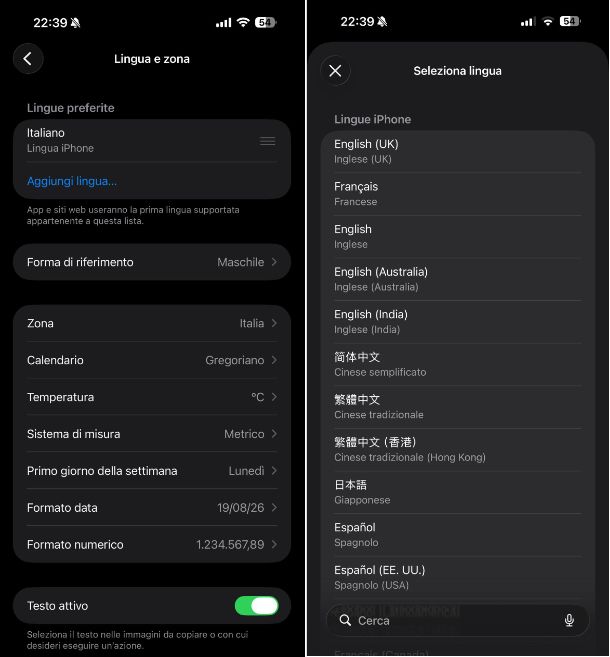 Come cambiare lingua sul telefono iPhone