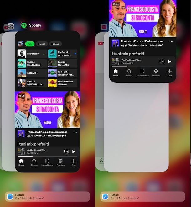 Chiudere Spotify su iPhone