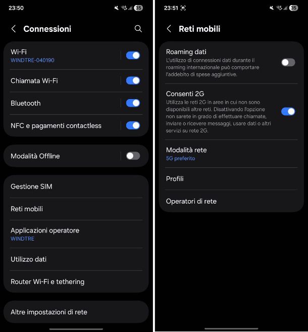 Come disattivare il roaming su Samsung