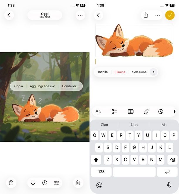 funzione seleziona oggetto iOS 16