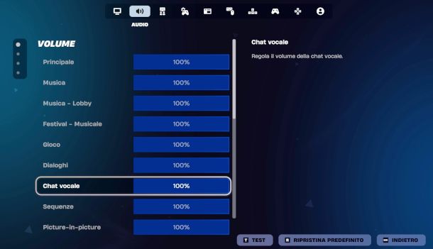 impostazioni chat vocale Fortnite