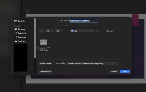 Salvare PowerPoint con Microsoft PowerPoint macOS