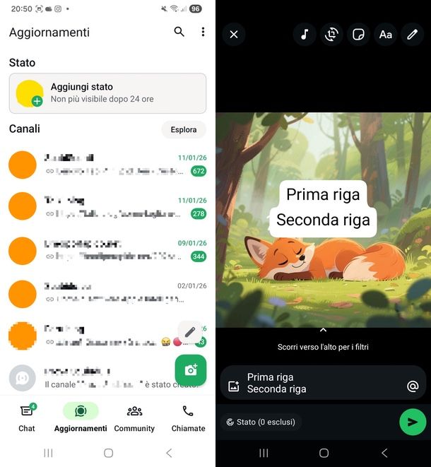Andare a capo Stato WhatsApp Android