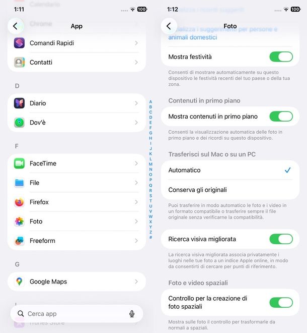 attivare funzione contenuti in primo piano