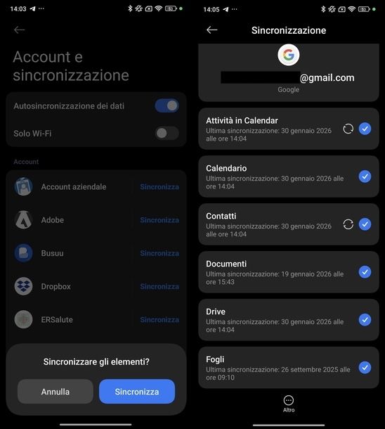 Attivare sincronizzazione automatica contatti Gmail Android