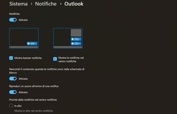 Impostare promemoria con suoneria Outlook Windows