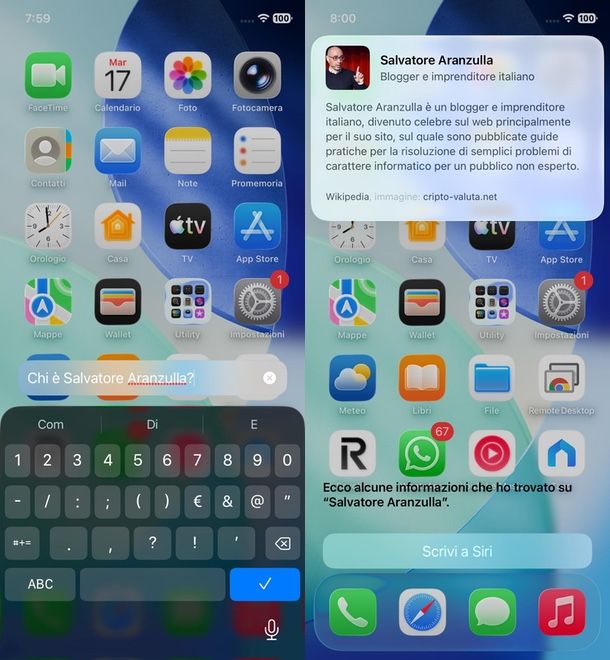 Scrivere a Siri opzione Accessibilit&agrave;