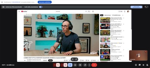 Condividere un video YouTube su Meet