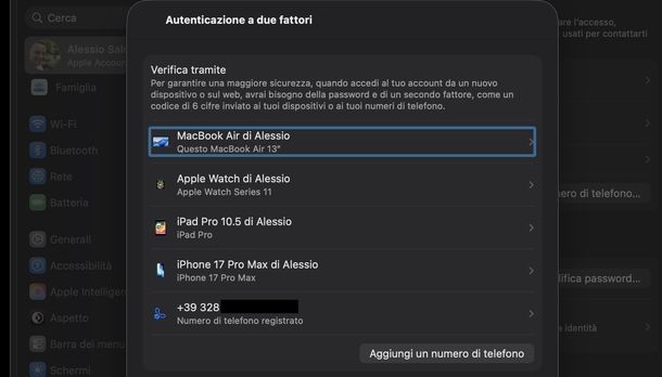 Scoprire numero di telefono account Apple