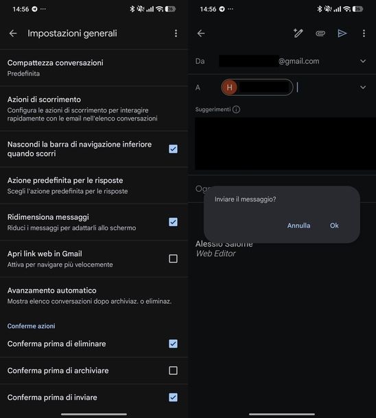 Cancellare mail inviata Gmail Android