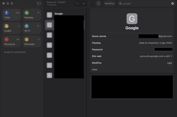 Vedere password Google macOS