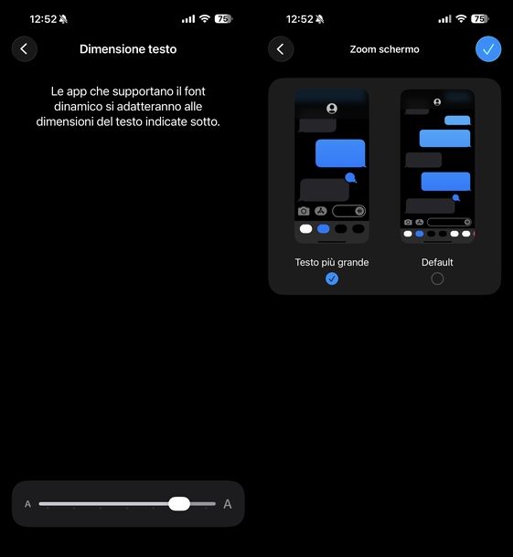 Ingrandire caratteri iPhone