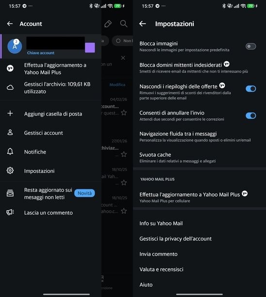 Cancellare mail inviata Yahoo Android