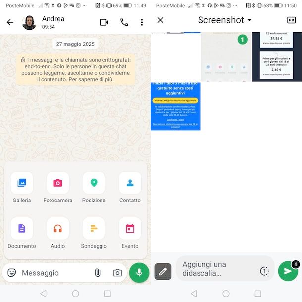Inviare foto con WhatsApp su Android