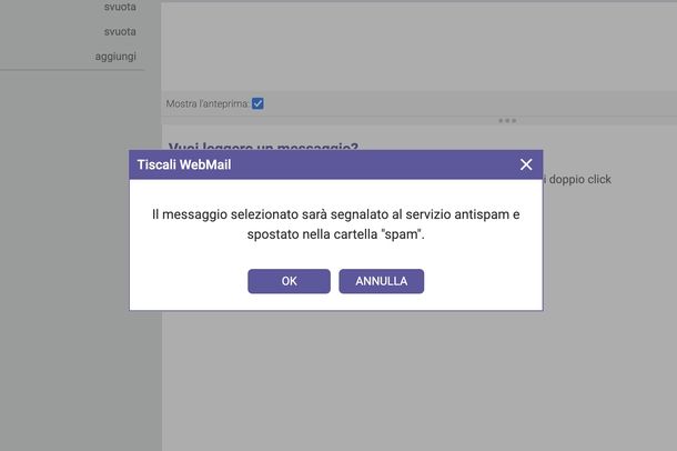 Bloccare spam su Tiscali Mail Web