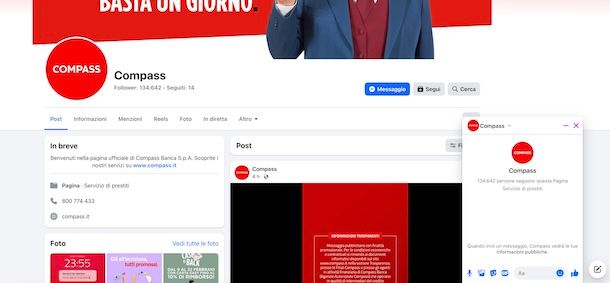 Contattare Compass su Facebook