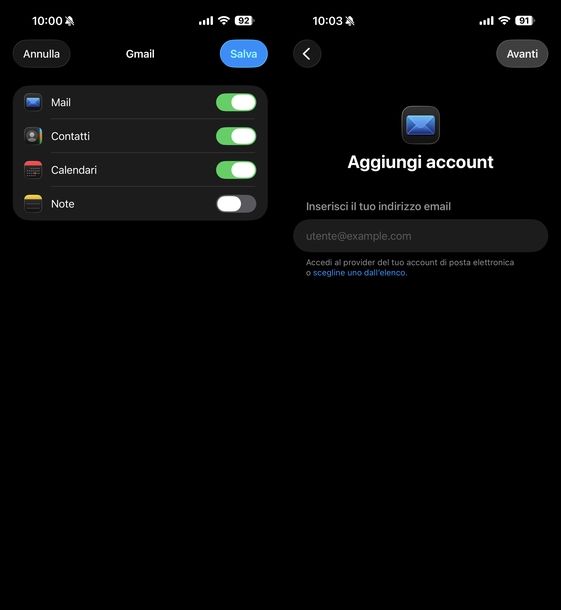 Aggiungere email Google iPhone