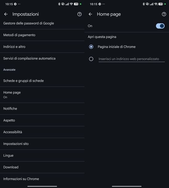 Impostare Google come pagina iniziale Chrome Android