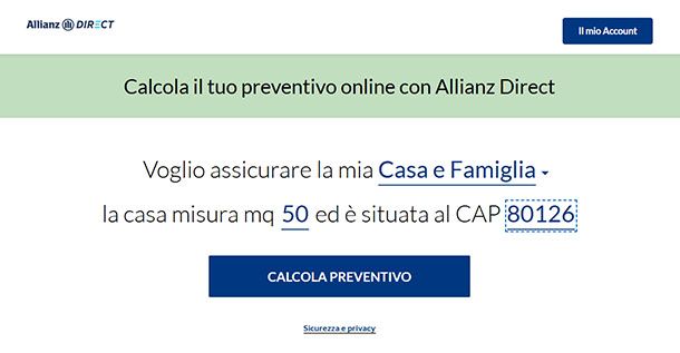 Preventivo online Allianz DIRECT casa