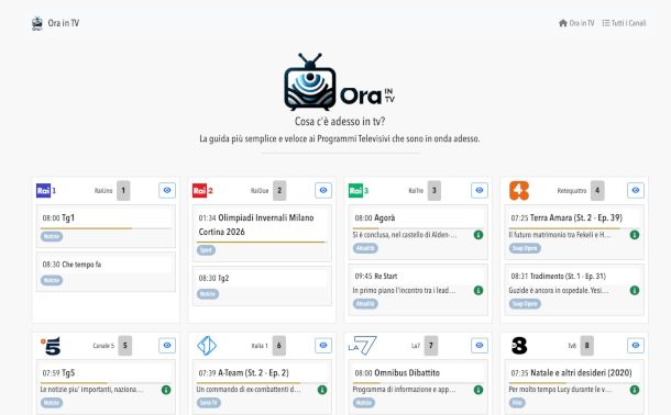 pagina sito Ora in TV