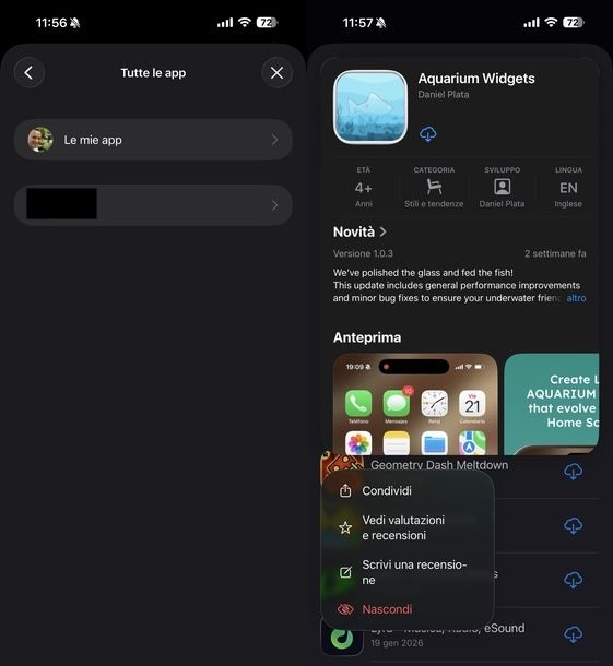 Cancellare app scaricate da App Store