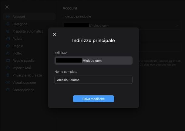Cambiare nome visualizzato email iCloud Web