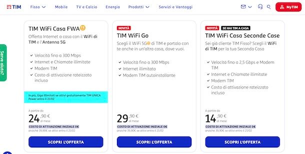 Internet senza linea fissa: TIM
