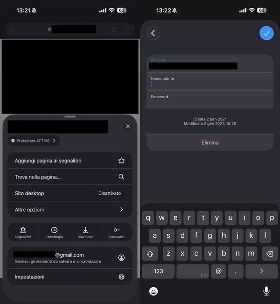 Eliminare indirizzo email memorizzato su Firefox iOS