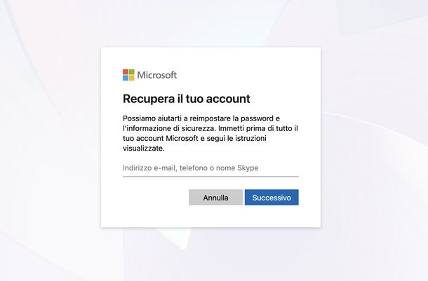 Recuperare password account Microsoft