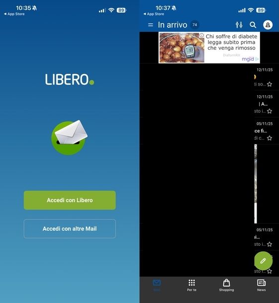 Aggiungere email app Libero Mail iPhone