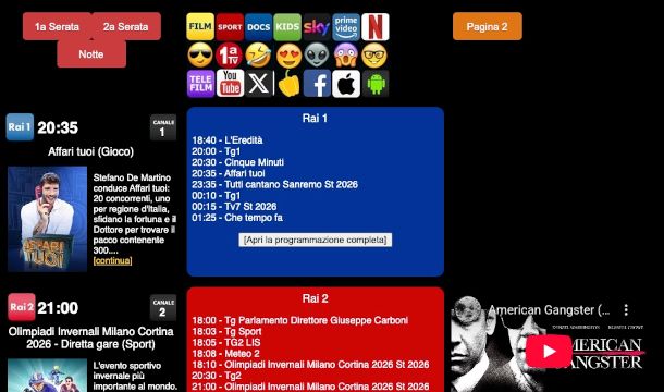 pagina sito Stasera in TV