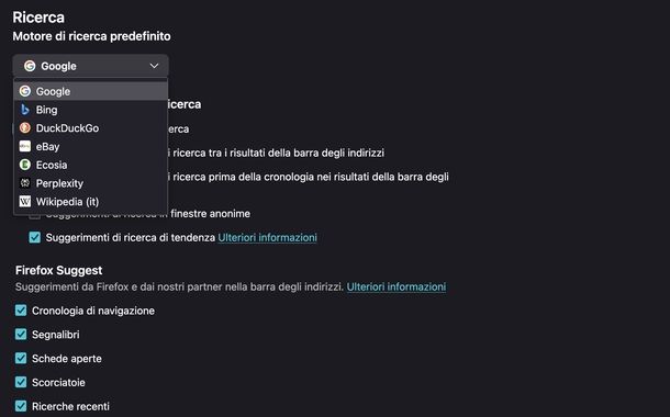 Impostare Google come motore di ricerca Mozilla Firefox PC