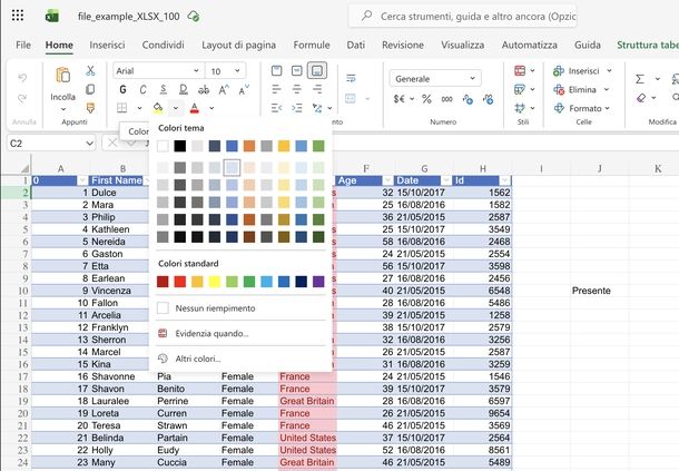 Evidenziare testo Excel