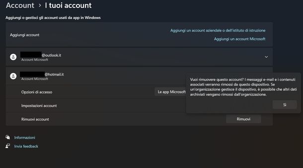 Eliminare indirizzo email memorizzato su Windows