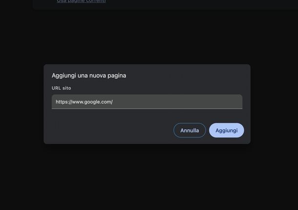 Impostare Google come pagina iniziale Chrome PC